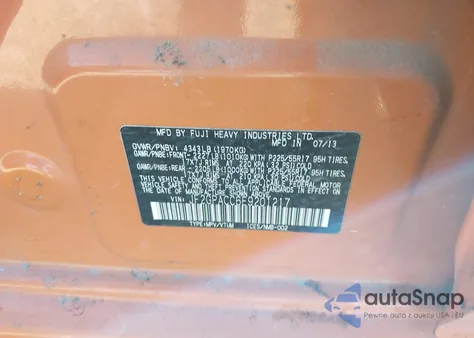 2014 Subaru Xv Crosstrek 2.0I Premium из США, поврежденный, VIN JF2GPACC6E9201217